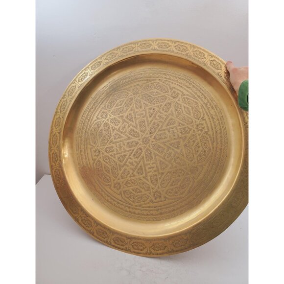 Vintage handmade brass tray for table, large tea tray, Brass handmade tray , tea - Picture 9 of 10